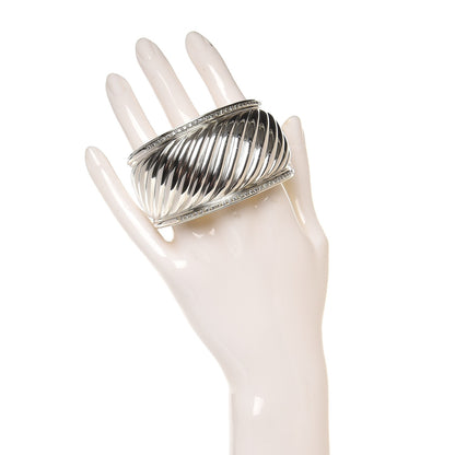 David Yurman Sterling Silver Diamond 41mm Sculpted Cable Cuff Bracelet 2 of 4