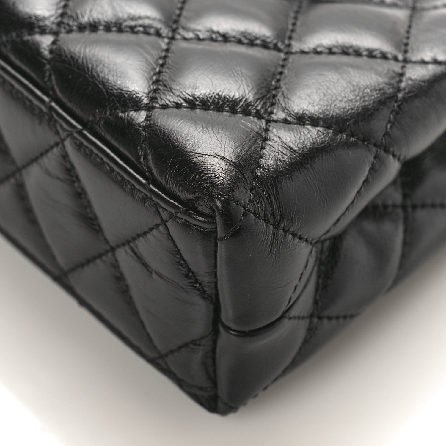 Chanel Shiny Aged Calfskin Quilted Nano Kelly Shopper Black 9 of 16