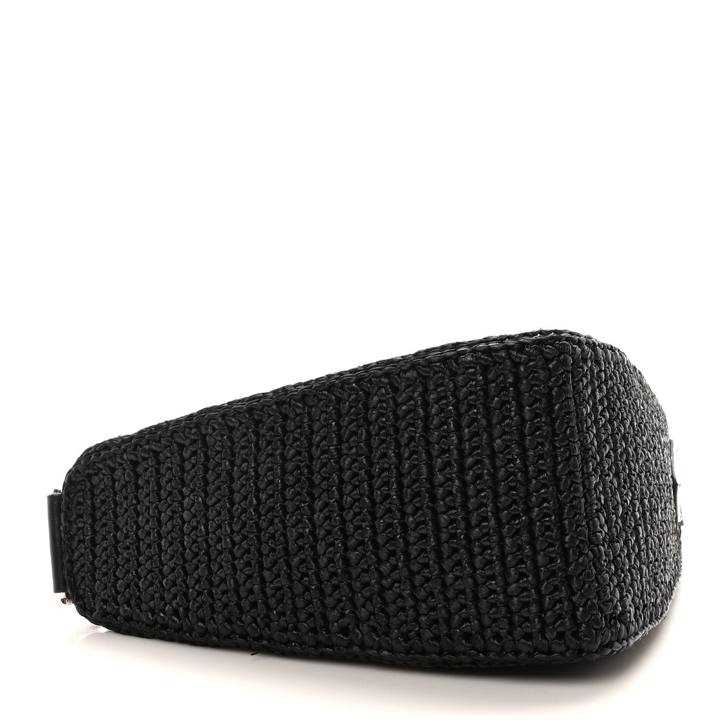 Prada Yarn Raffia Effect Crochet Triangle Shoulder Bag Black 4 of 9