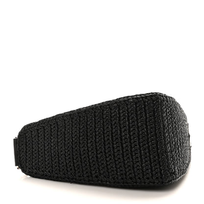 Prada Yarn Raffia Effect Crochet Triangle Shoulder Bag Black 4 of 9