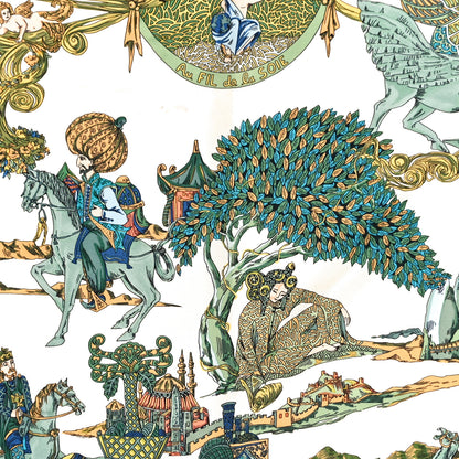 Hermes Silk Au Fil De La Soie Scarf 90 Blue White Multicolor 7 of 8