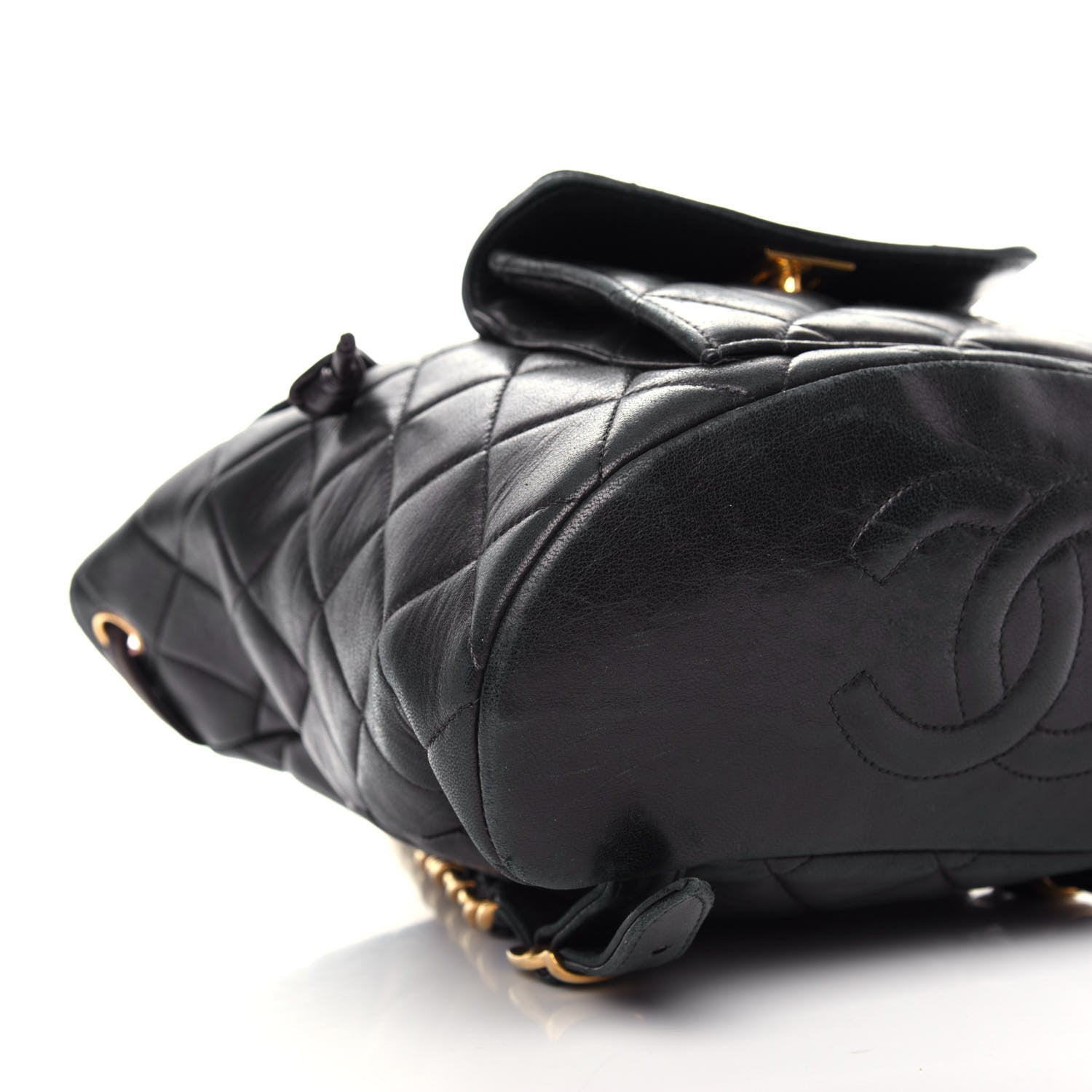 Chanel Lambskin Quilted Drawstring Backpack Black 9 of 13