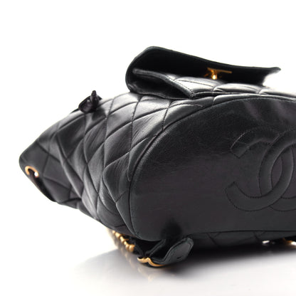 Chanel Lambskin Quilted Drawstring Backpack Black 9 of 13