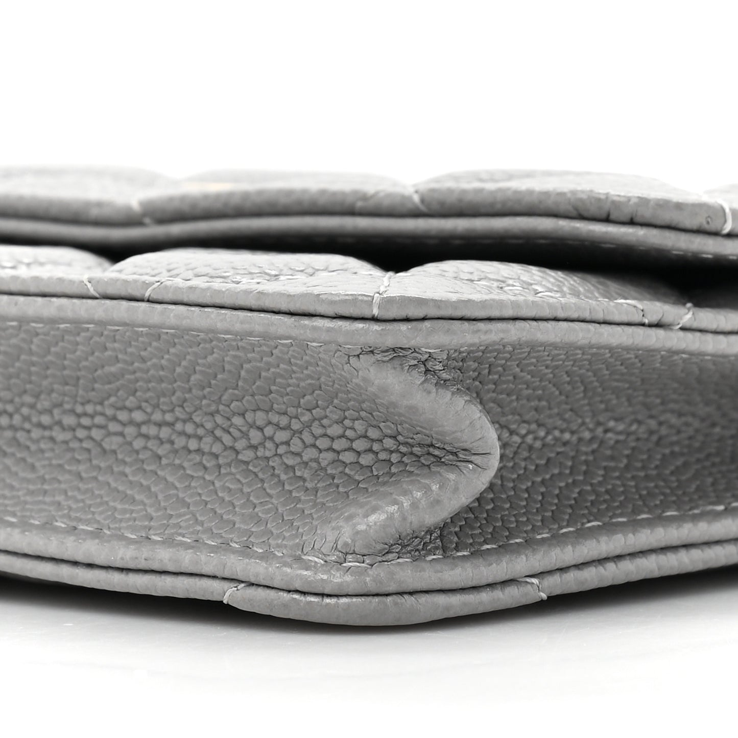 Caviar Quilted Miss Coco Clutch With Chain Grey