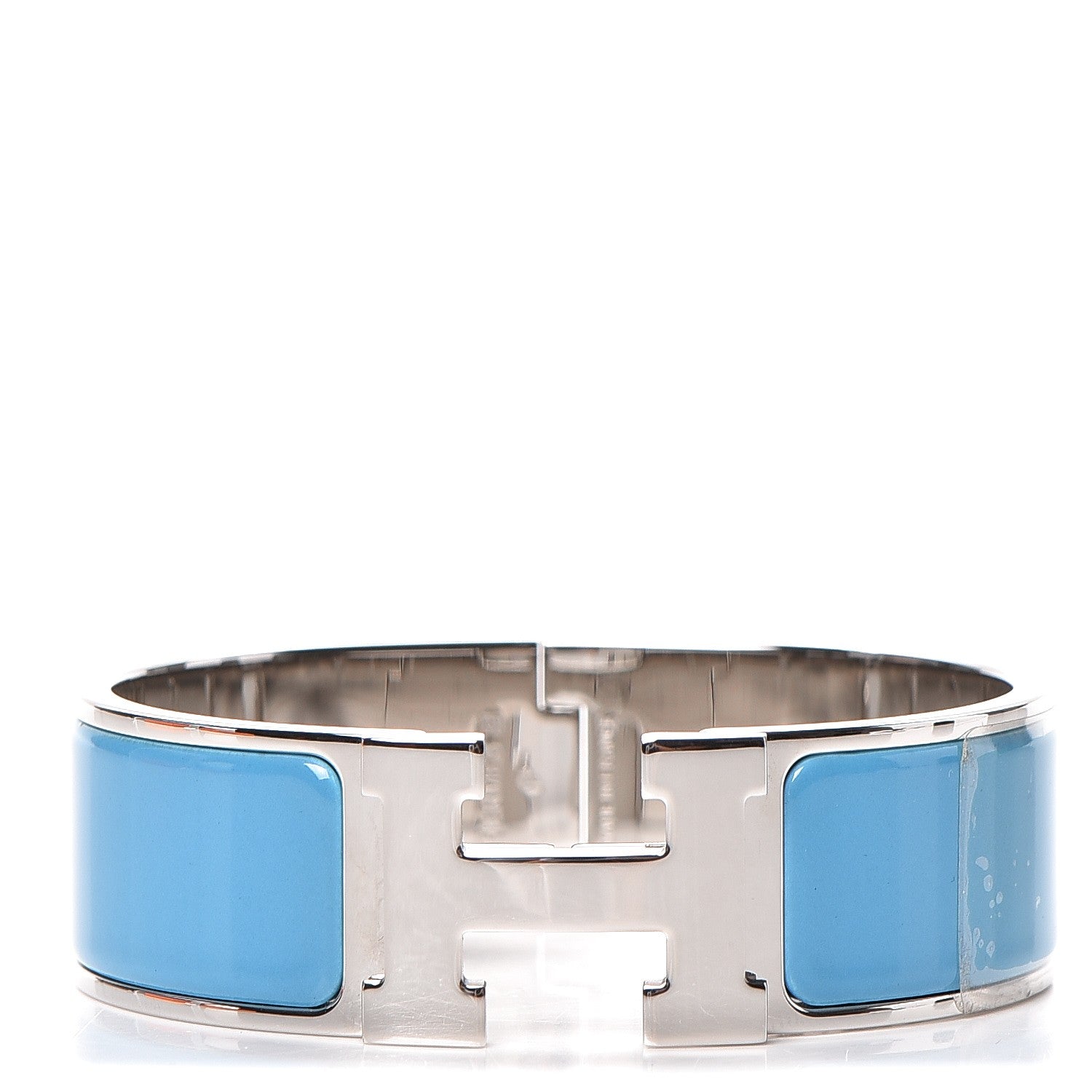 Hermes Enamel Wide Clic Clac H Bracelet GM Blue Jean 1 of 5