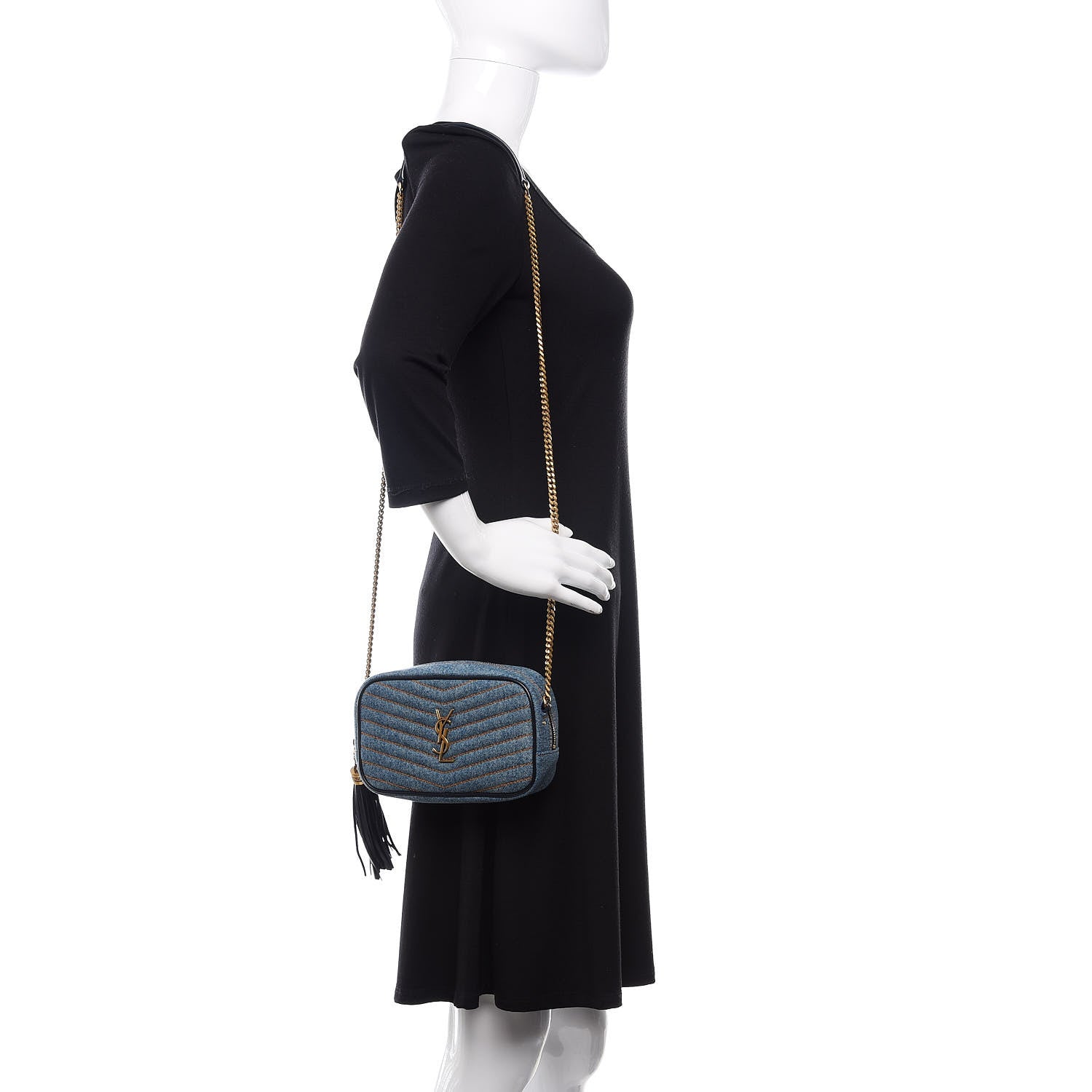 Saint Laurent Denim Matelasse Monogram Mini Lou Camera Bag California Blue 2 of 10