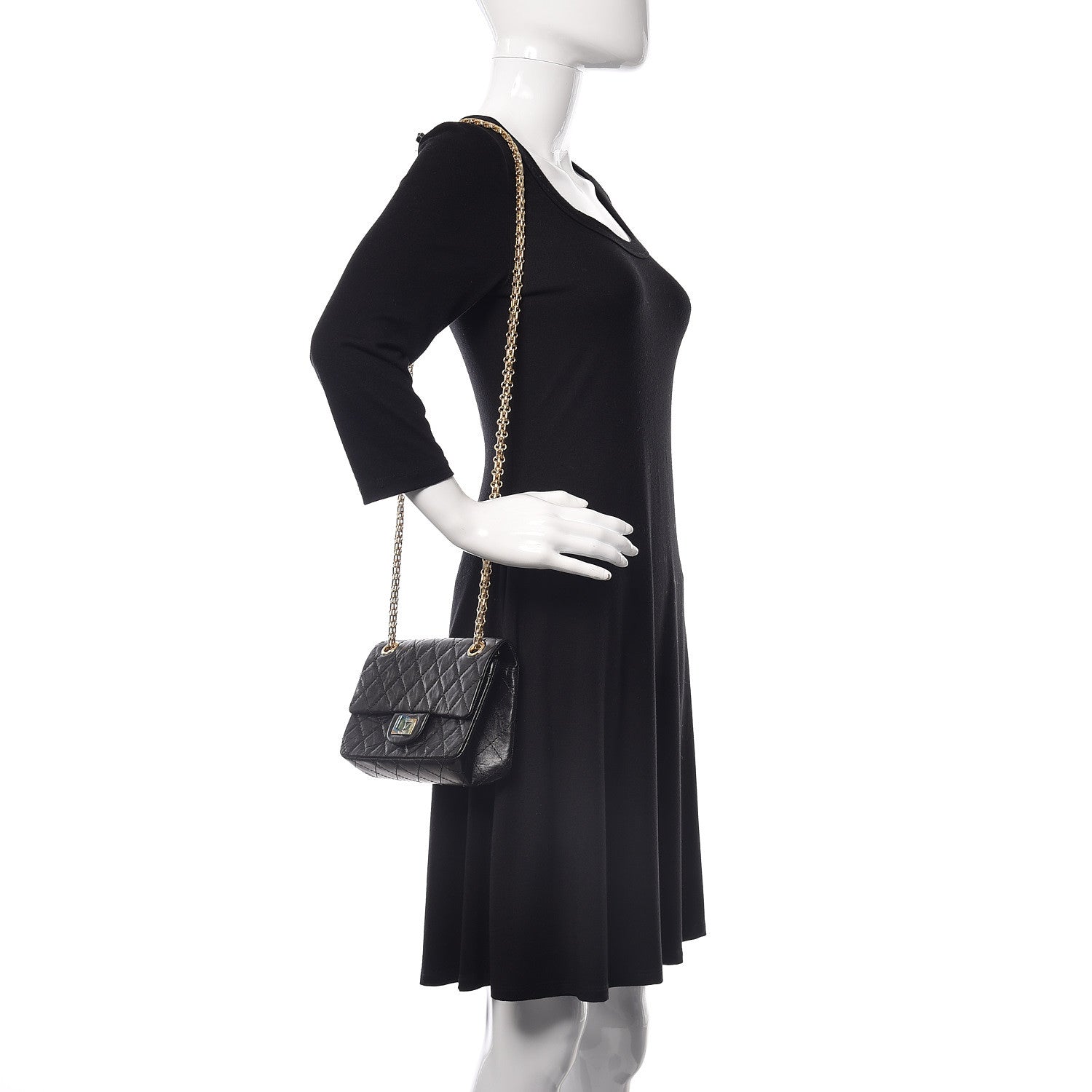 Chanel Aged Calfskin Quilted 2.55 Reissue Mini Flap Black 2 of 10