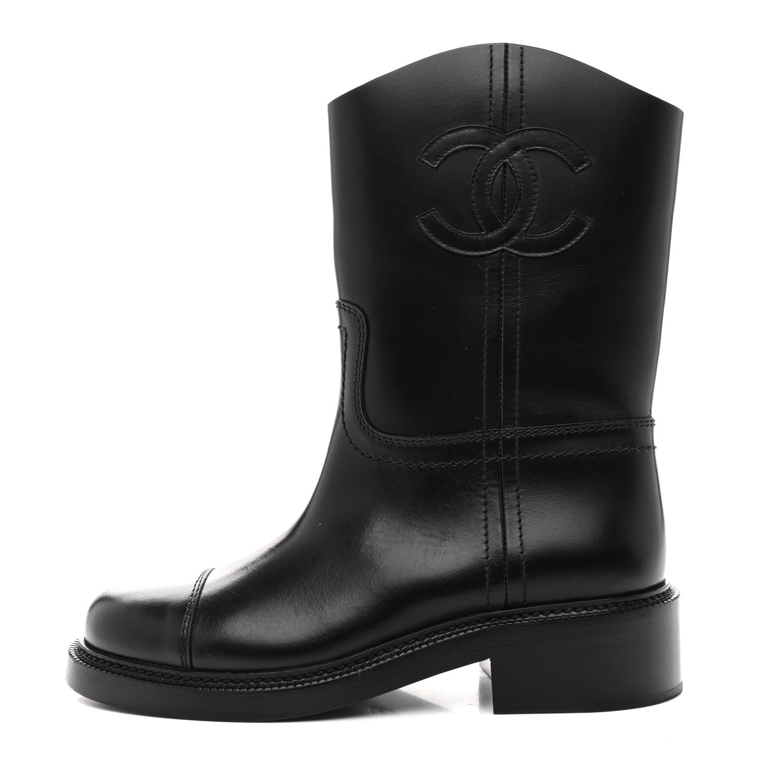 Chanel Calfskin Cap Toe Boots 39 Black 1 of 10