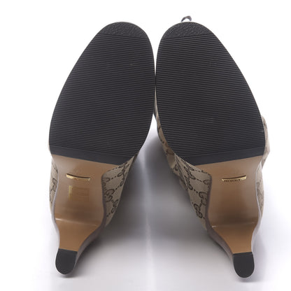 Gucci Monogram Malaga Kid Lisa Mid Heel Boots 36 Beige Ebony 5 of 8
