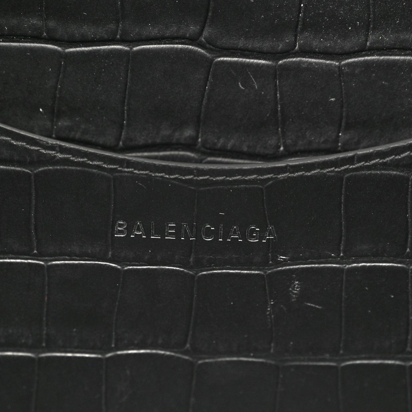 Calfskin Crocodile Embossed Neo Classic Silver Hardware Medium City Black