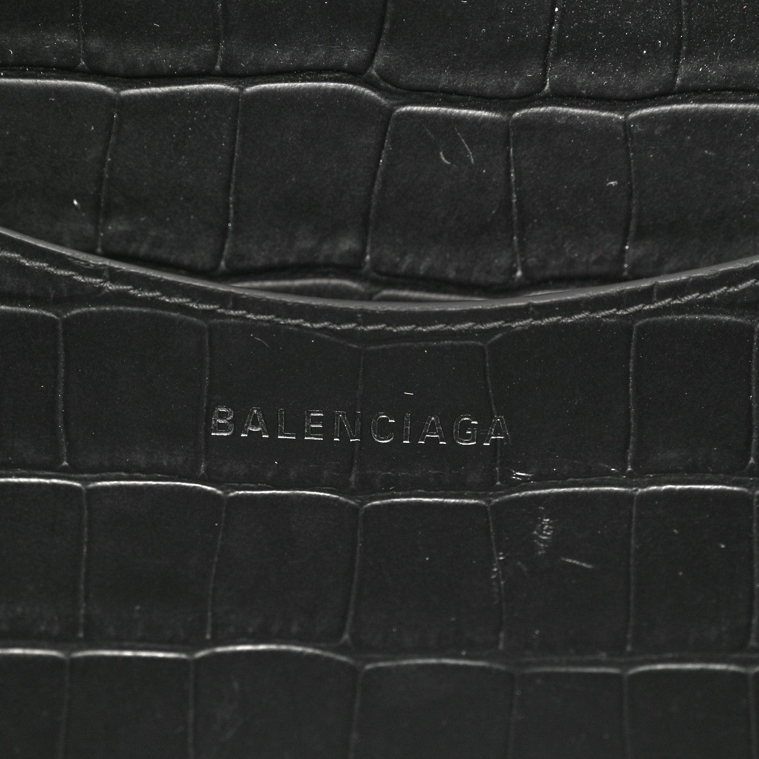Balenciaga Calfskin Crocodile Embossed Neo Classic Silver Hardware Medium City Black 6 of 10