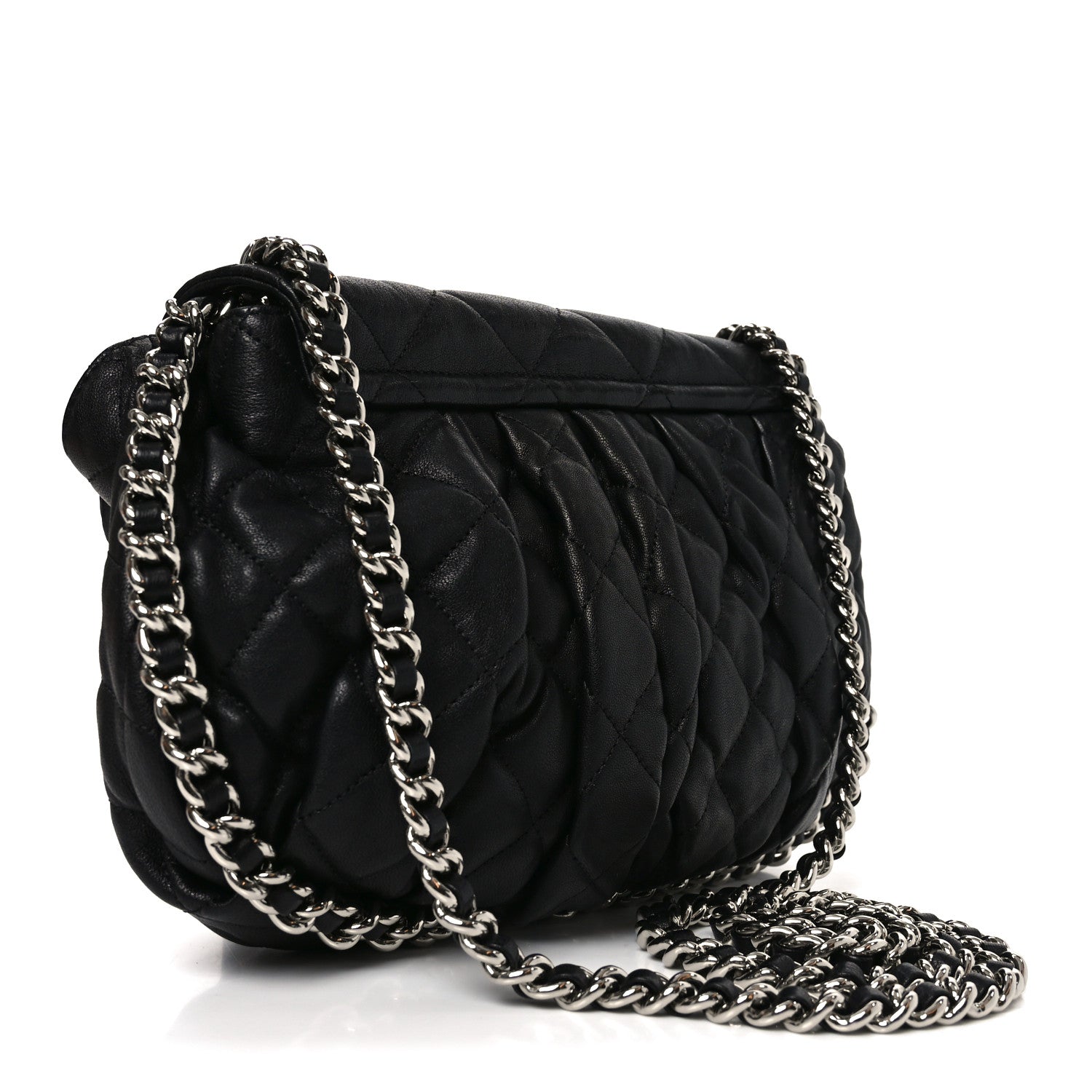Chanel Washed Lambskin Quilted Medium Chain Around Messenger Black 3 of 10