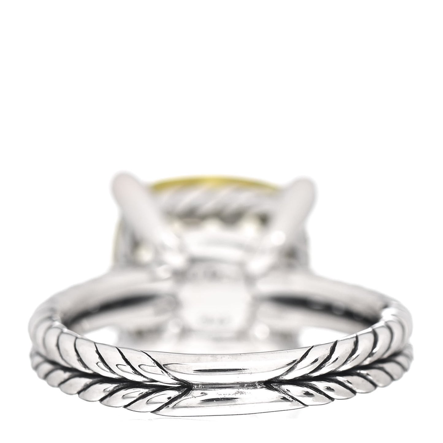 Sterling Silver Diamond Lemon Citrine 11mm Chatelaine Ring 49 5