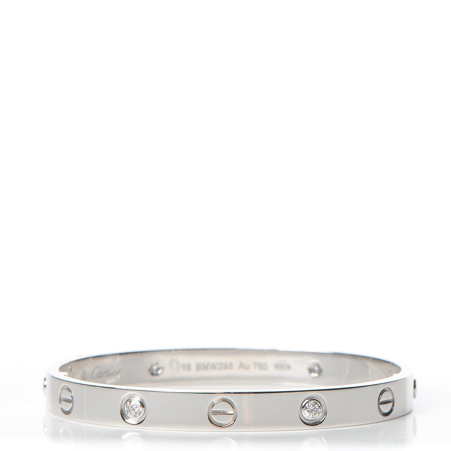 Cartier 18K White Gold 4 Diamond LOVE Bracelet 16 1 of 10