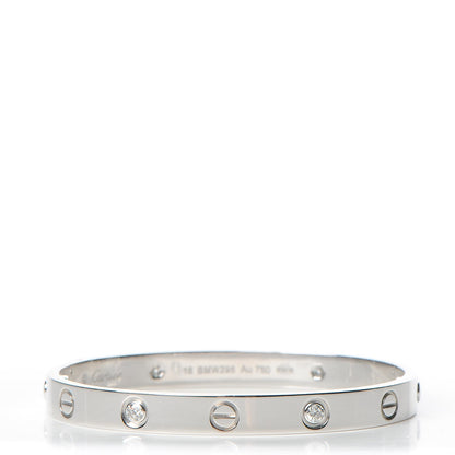 Cartier 18K White Gold 4 Diamond LOVE Bracelet 16 1 of 10