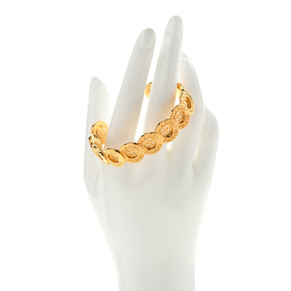 Chanel Metal Paris Button Logo Cuff Bracelet Gold 2 of 5
