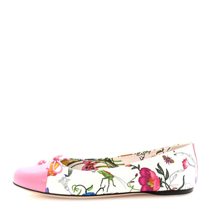 Gucci Sepang Flora Faded Canvas GG Marmont Ballerina Flats 39 White Multicolor Knit Rose 1 of 10