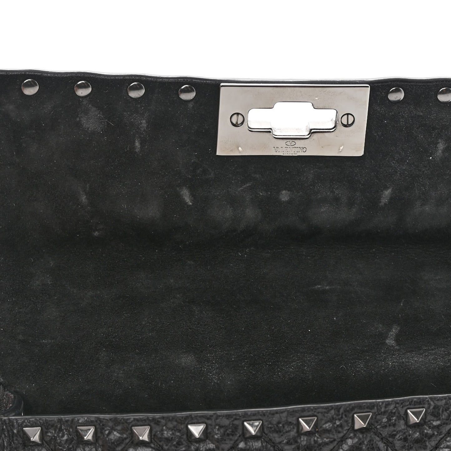 Craquele Nappa Small Rockstud Spike Shoulder Bag Black