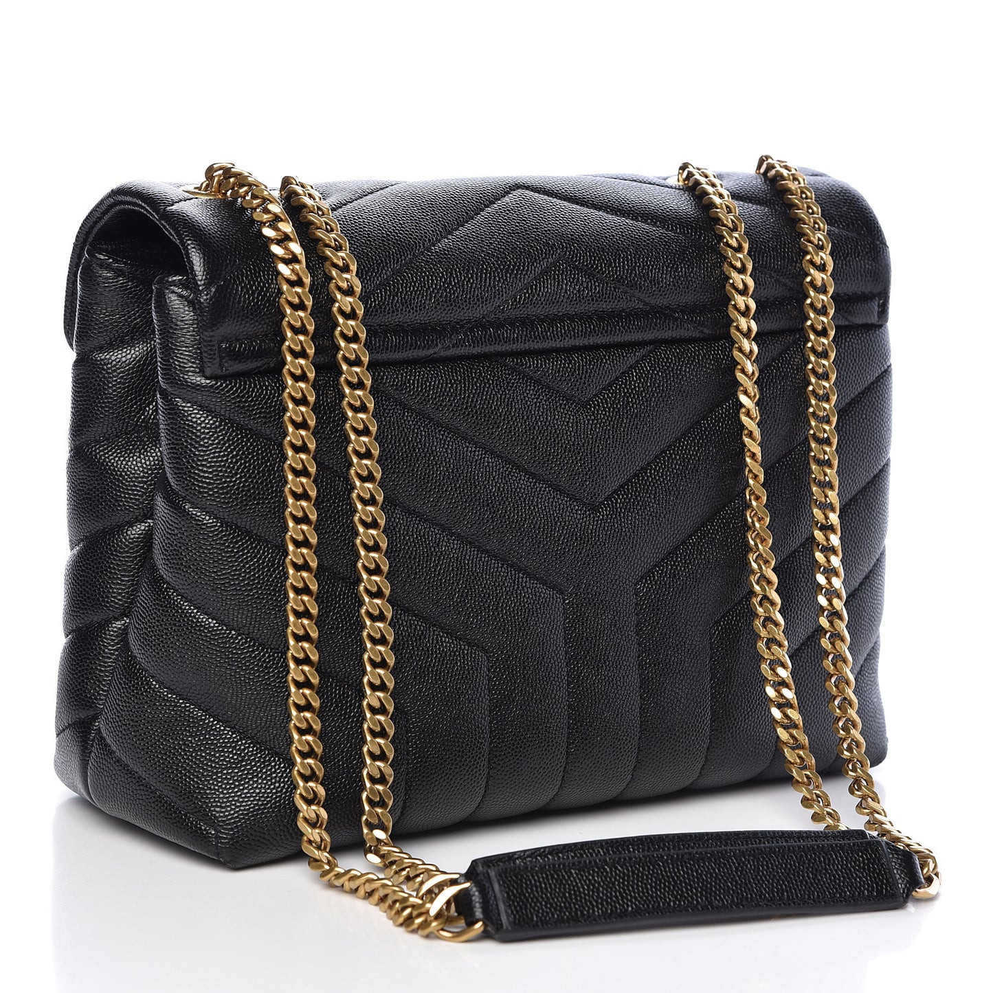 Grain de Poudre Calfskin Y Quilted Monogram Small Loulou Chain Satchel Black