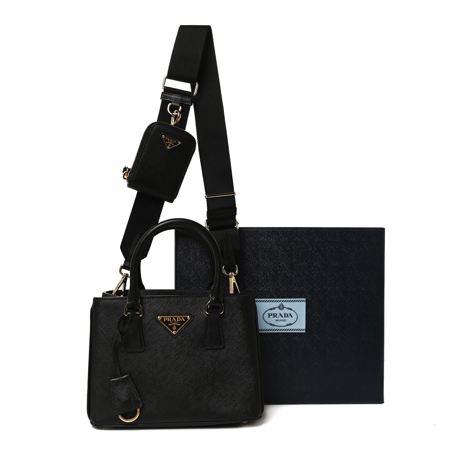 Prada Saffiano Lux Micro Galleria Shoulder Bag Black 12 of 12
