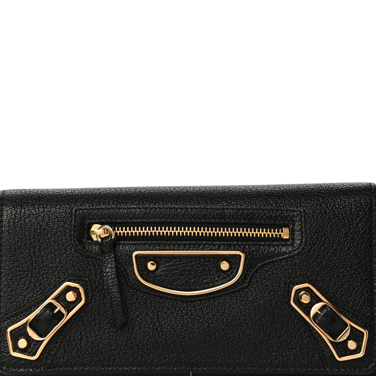 Balenciaga Chevre Gold Metallic Edge Hardware Money Wallet Black 8 of 10