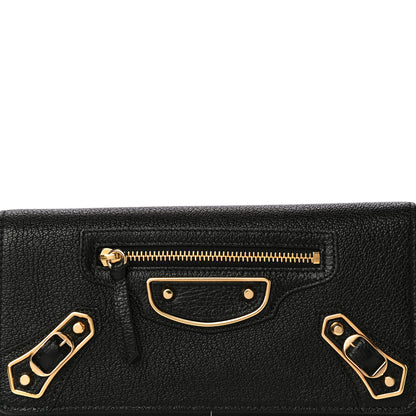 Balenciaga Chevre Gold Metallic Edge Hardware Money Wallet Black 8 of 10