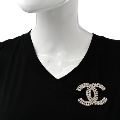 Chanel Metal Crystal CC Brooch Gold 2 of 5