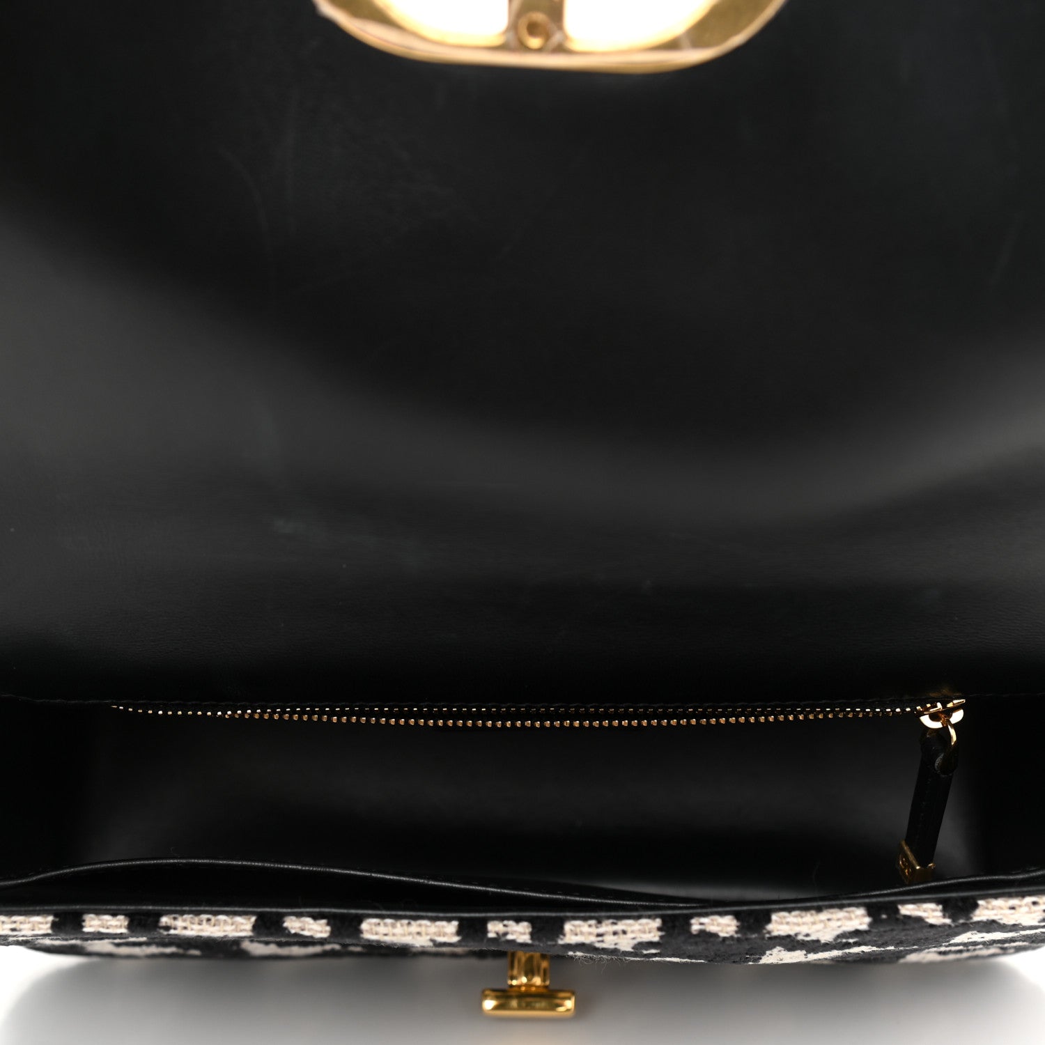 Christian Dior Technical Canvas Macro Houndstooth Medium Caro Bag Black White 5 of 9