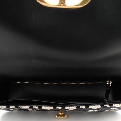 Christian Dior Technical Canvas Macro Houndstooth Medium Caro Bag Black White 5 of 9