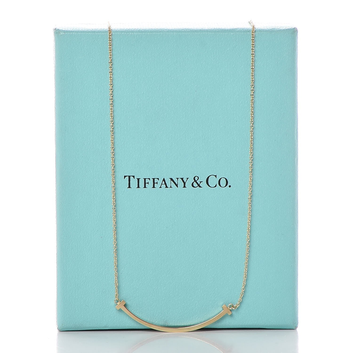 Tiffany 18K Yellow Gold Small T Smile Pendant Necklace 8 of 8