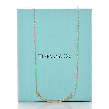 Tiffany 18K Yellow Gold Small T Smile Pendant Necklace 8 of 8