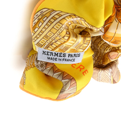 Hermes Silk Patchwork Claudia Scrunchie Multicolore Jaune 3 of 4