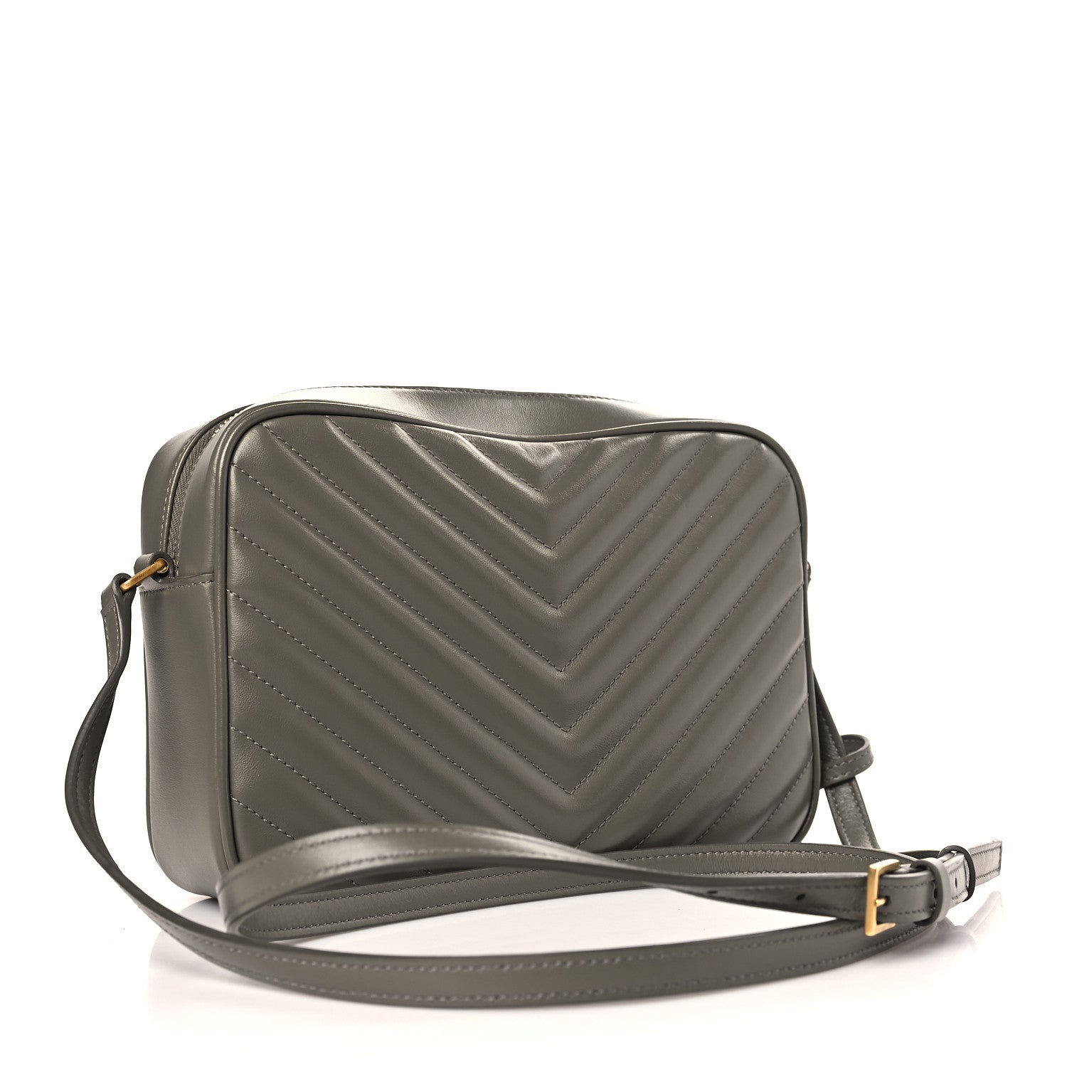 Saint Laurent Calfskin Matelasse Monogram Lou Camera Bag Grey Kaki 3 of 8