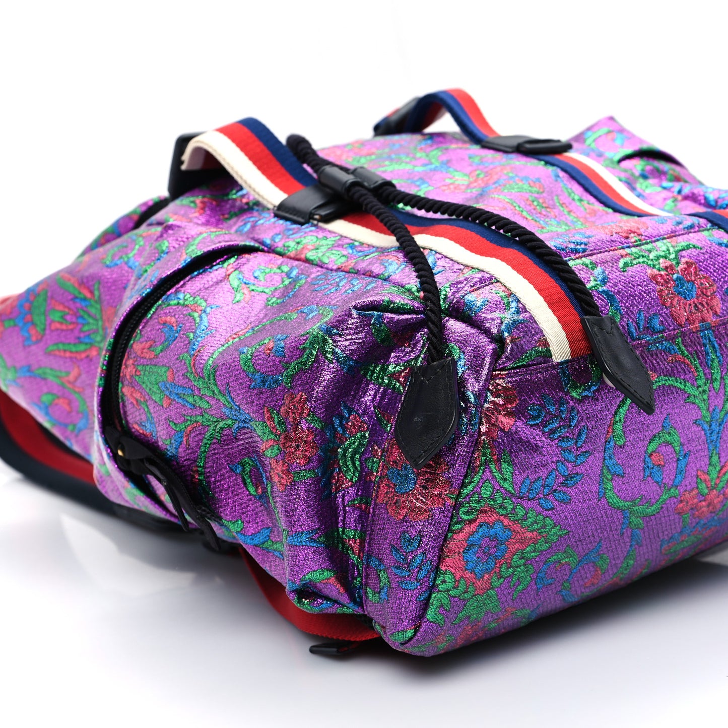 Brocade Web Small Double Buckle Backpack Multicolor