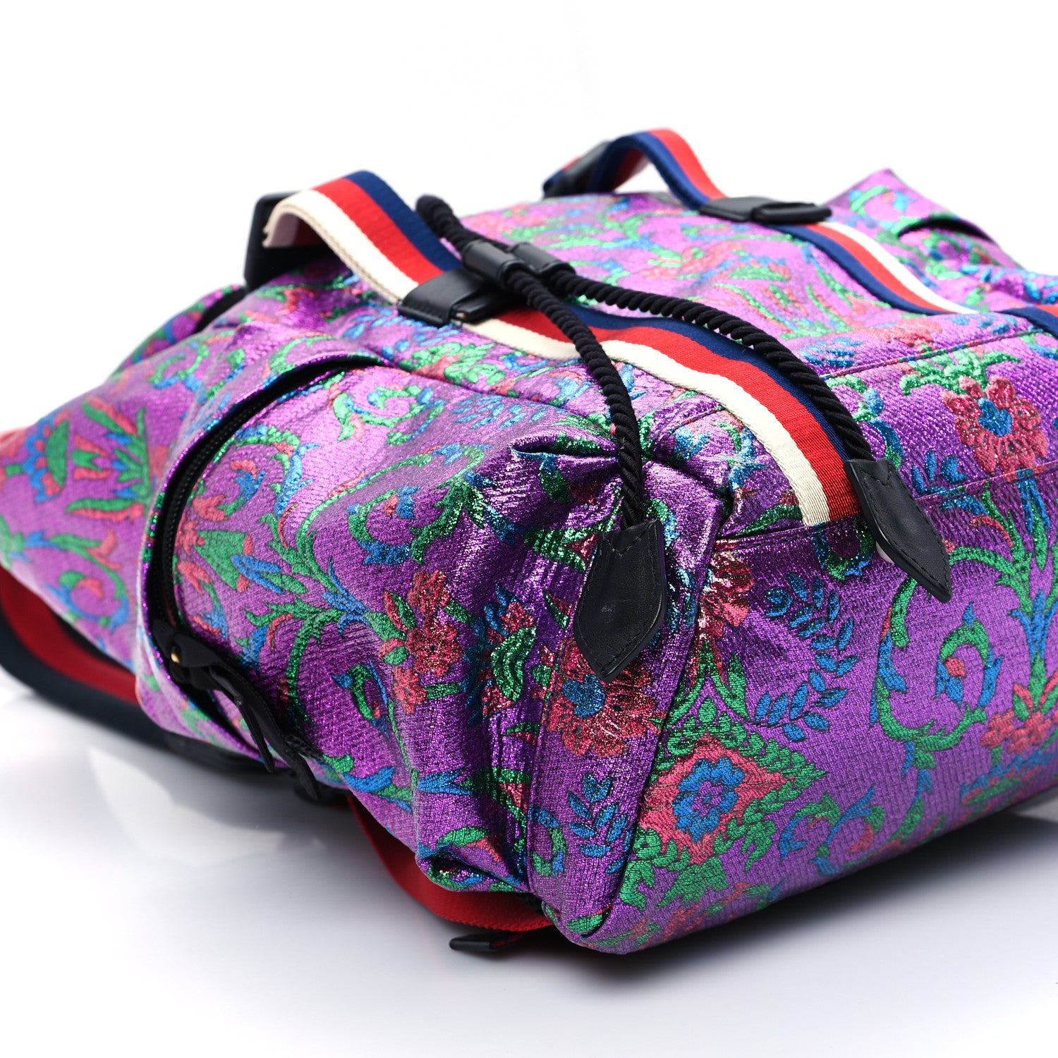 Gucci Brocade Web Small Double Buckle Backpack Multicolor 9 of 14