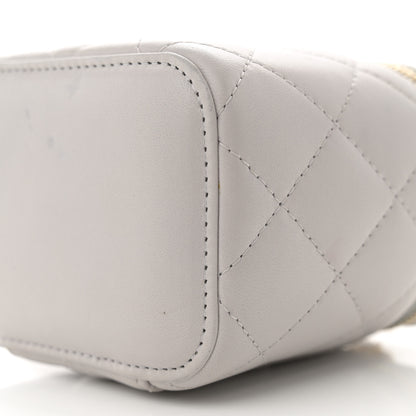 Chanel Lambskin Quilted Top Handle Mini Vanity Case With Chain Grey 10 of 14