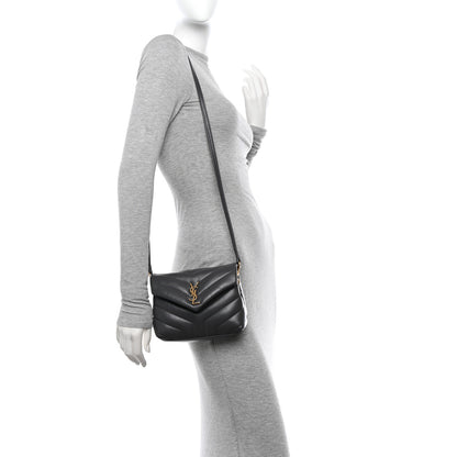 Saint Laurent Calfskin Y Quilted Monogram Toy Loulou Crossbody Bag Storm 2 of 13