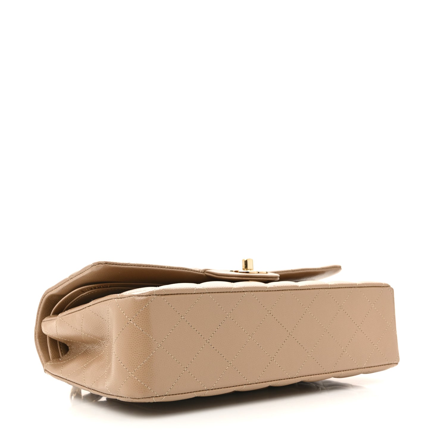 Caviar Quilted Medium Double Flap Dark Beige