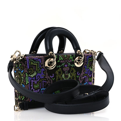Christian Dior Lambskin Sequin Bead India Embroidered Lady D-Joy Black Multicolor 3 of 12