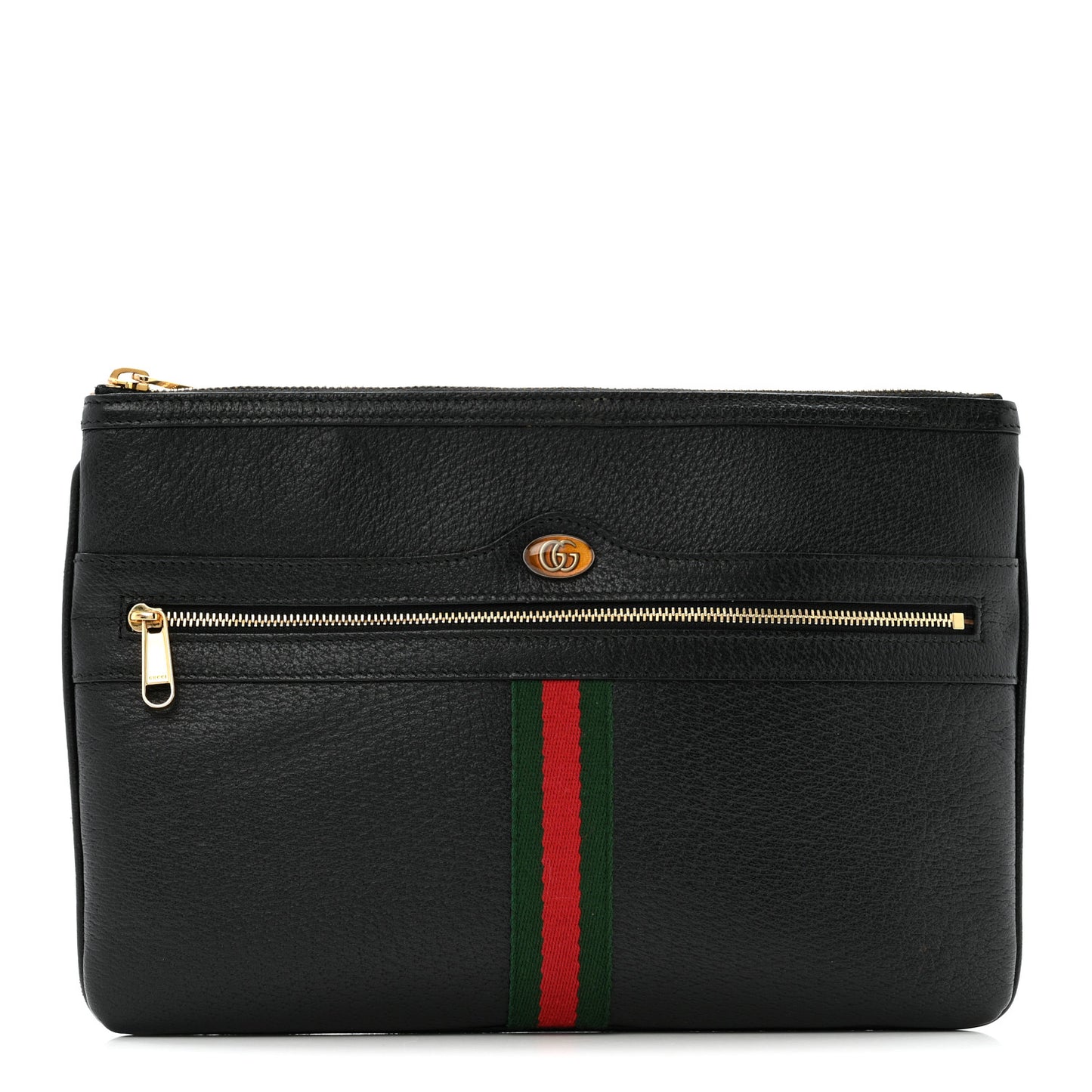 Calfskin Large Ophidia Pouch Clutch Black