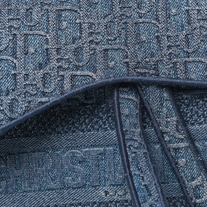 Christian Dior Oblique Embroidered Saddle Bag Denim Blue 8 of 10