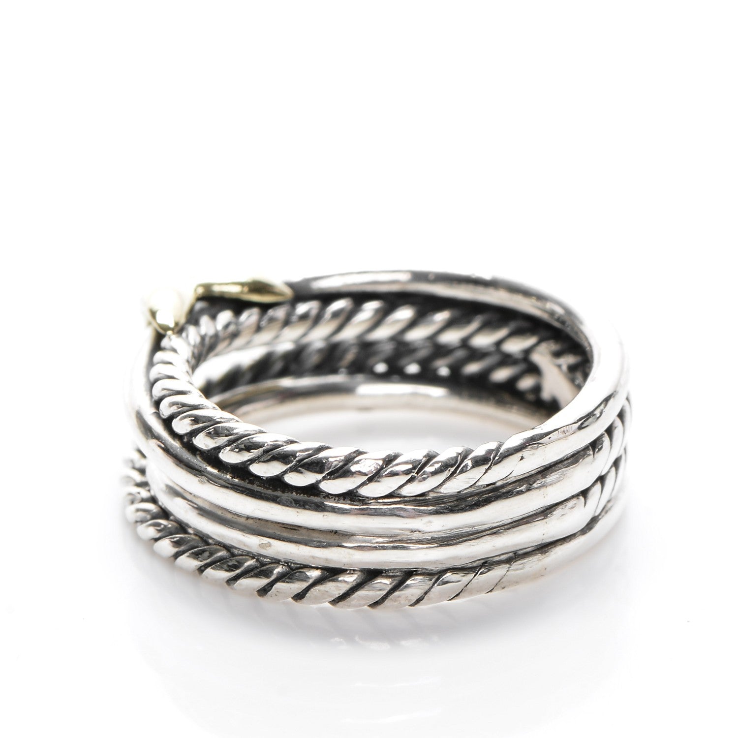 David Yurman Sterling Silver 18K Yellow Gold 6mm X Crossover Ring 47 4 3 of 4