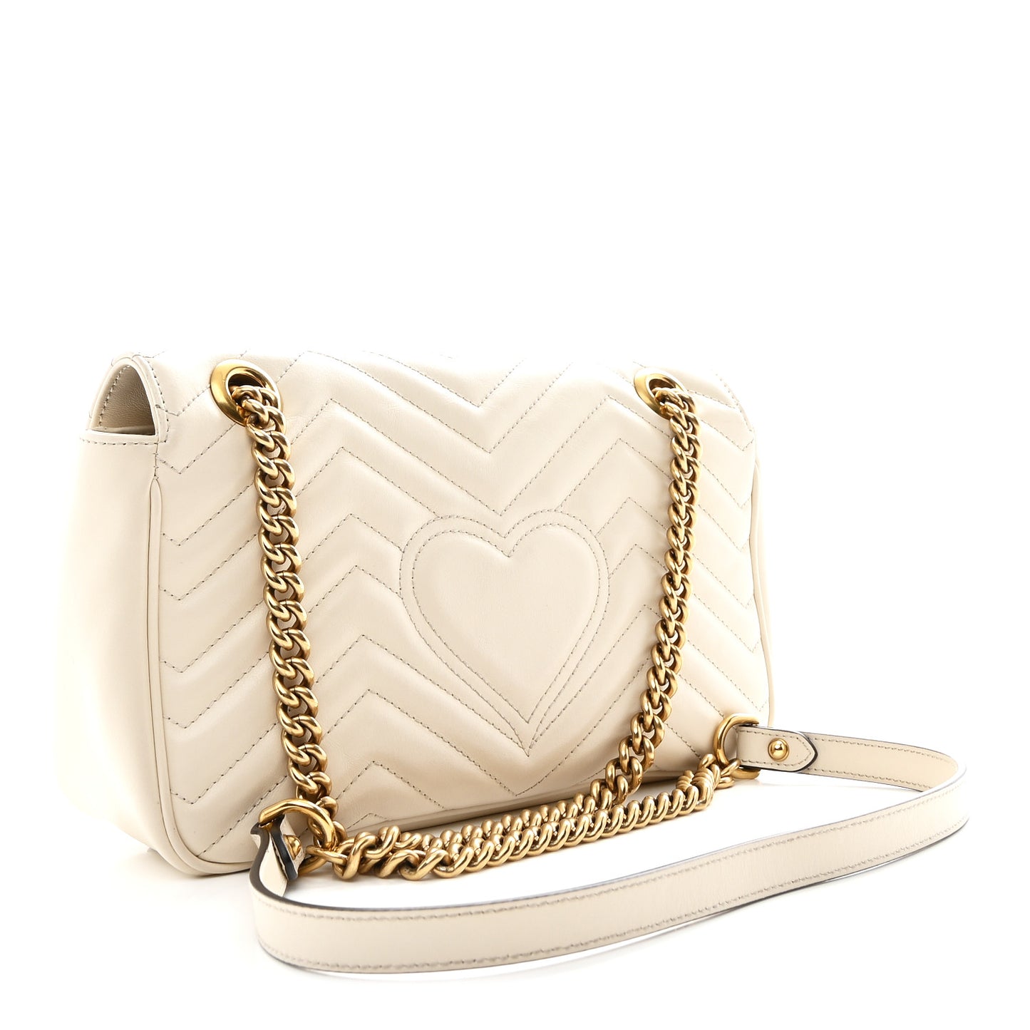Calfskin Matelasse Small GG Marmont Shoulder Bag White
