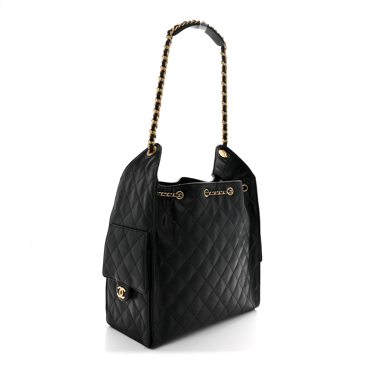 Caviar Quilted Medium Chanel 25 Handbag Black