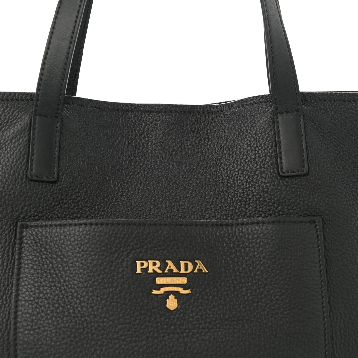 Vitello Daino Pocket Shopping Tote Black