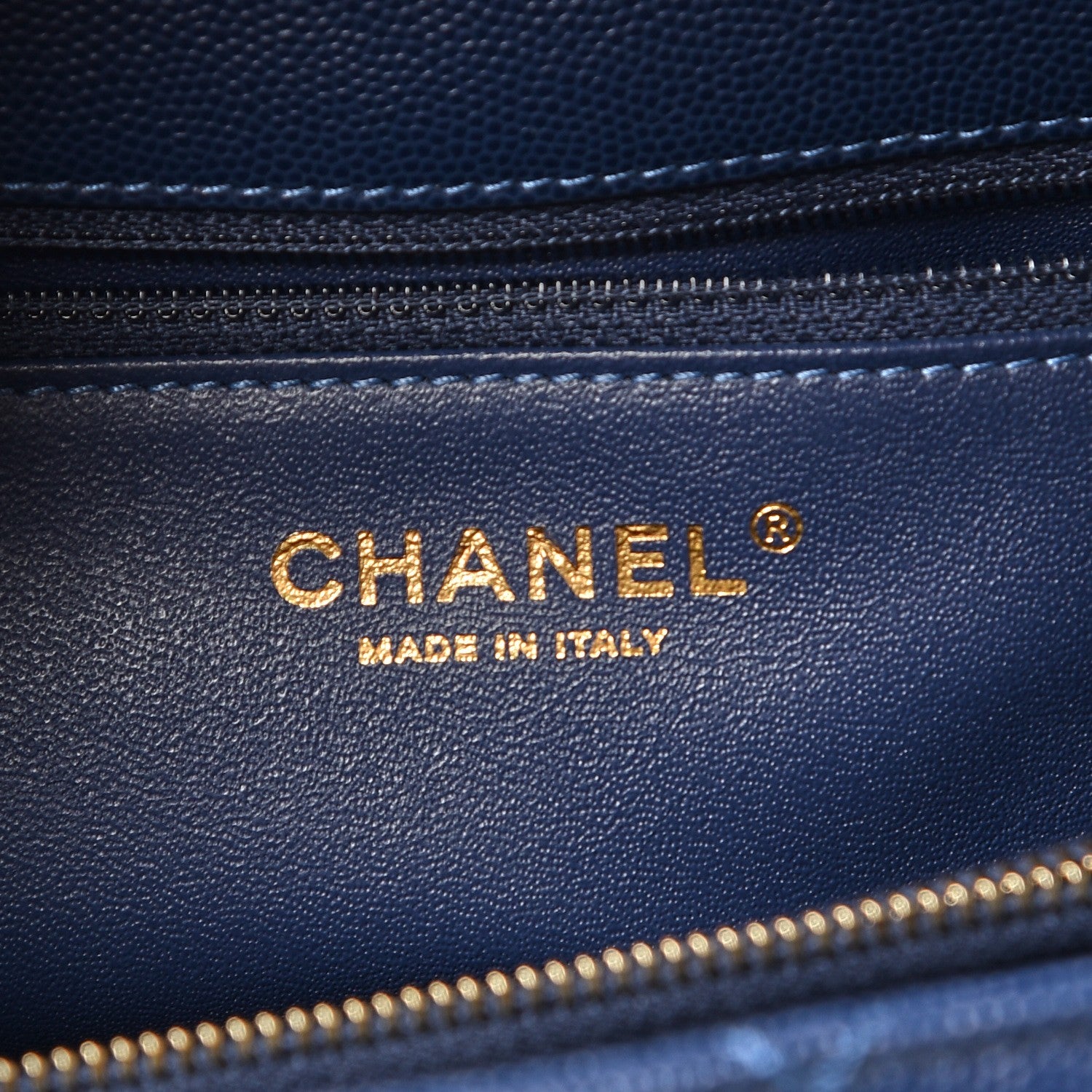 Chanel Caviar Lizard Quilted Medium Coco Handle Flap Navy 7 of 9