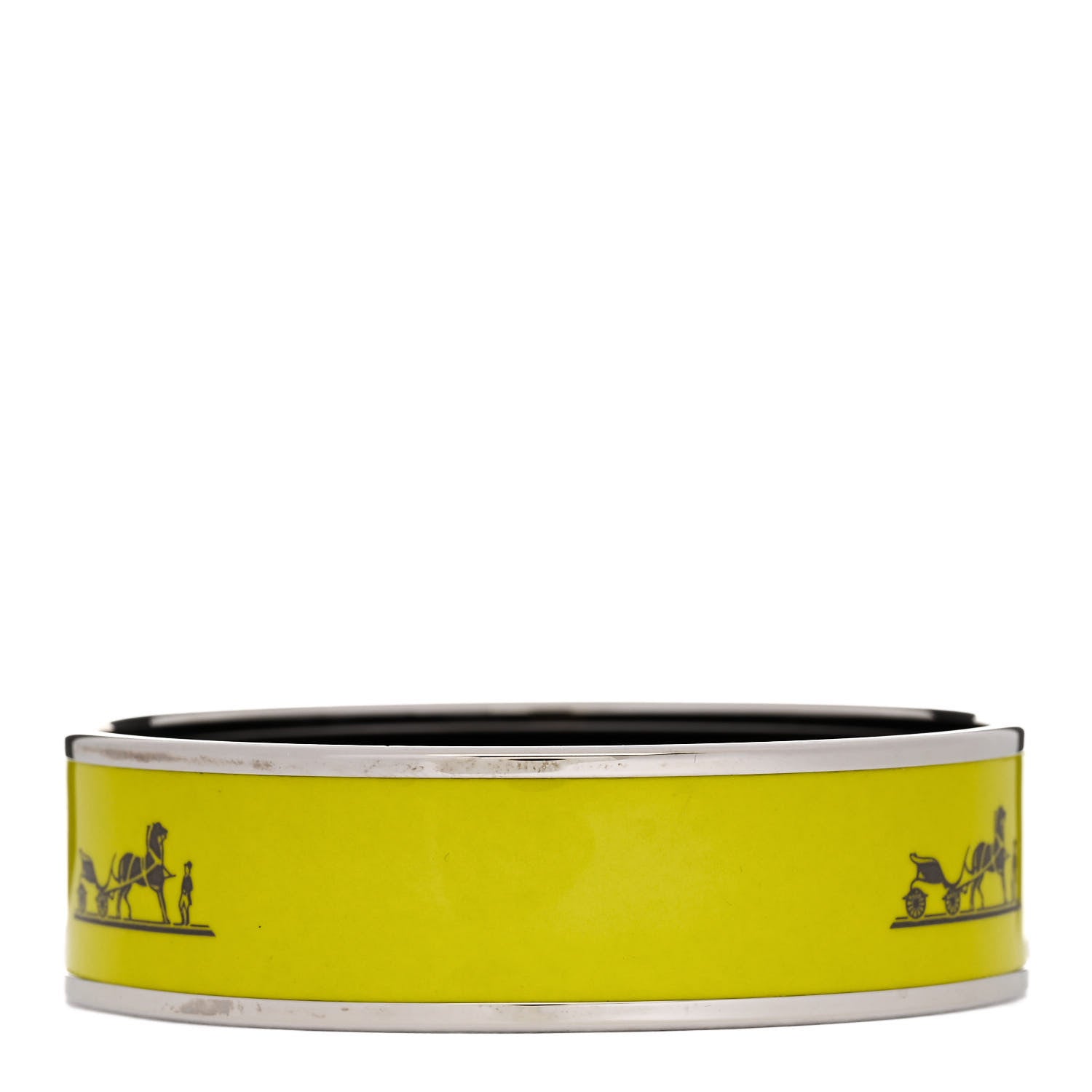 Hermes Enamel Wide Caleche Bracelet 70 Lime 3 of 6