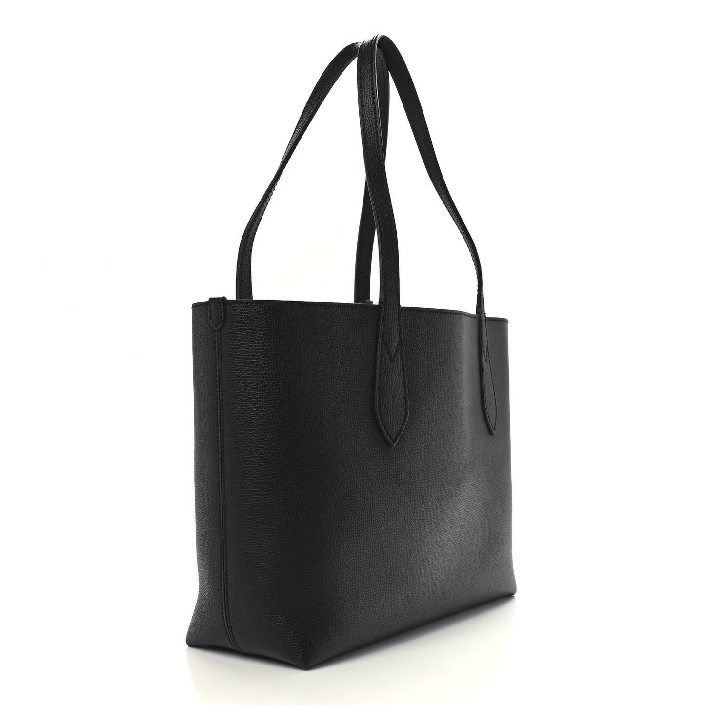 Grainy Calfskin Haymarket Check Medium Reversible Tote Black