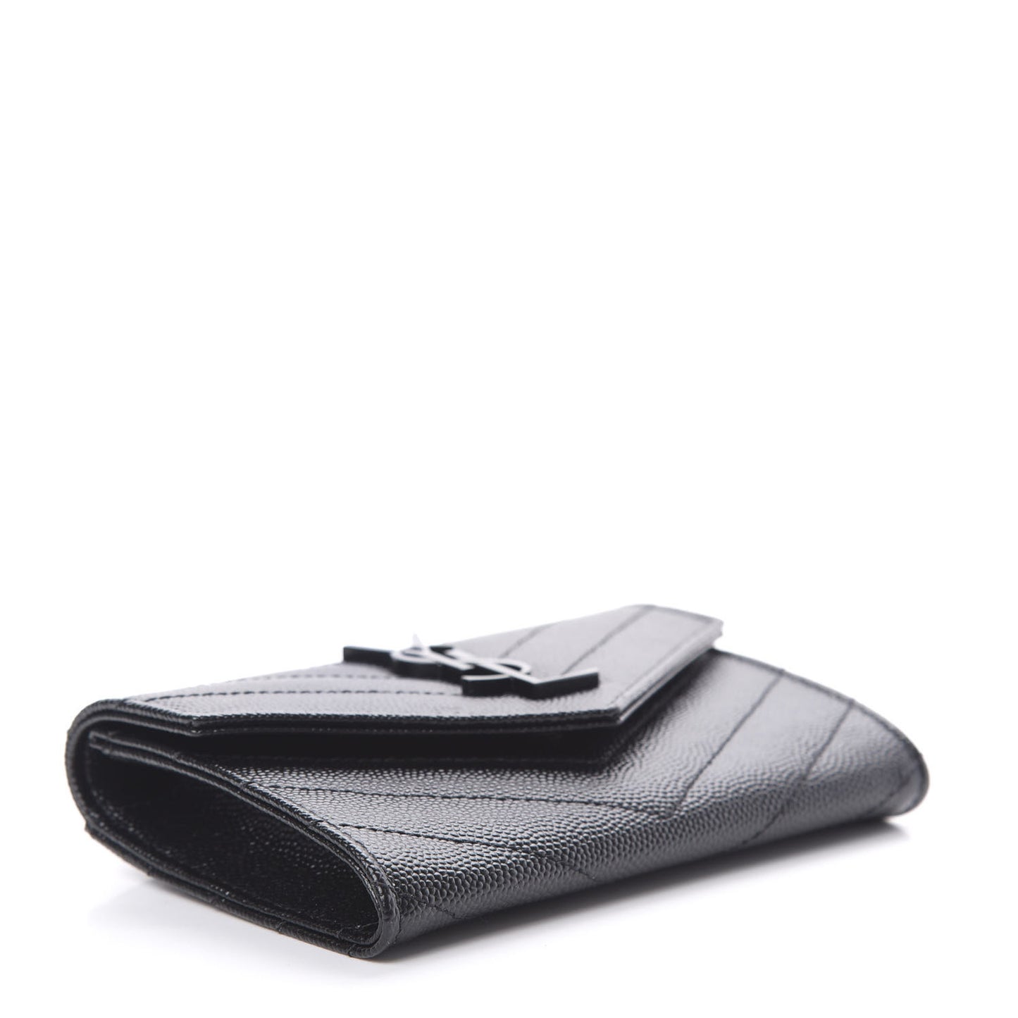 Grain De Poudre Matelasse Chevron Small Monogram Envelope Wallet Black