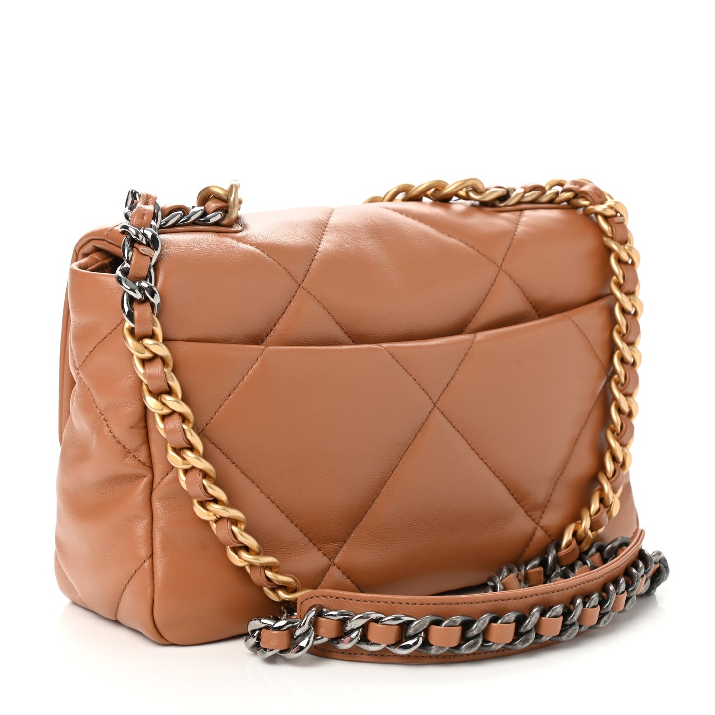 Lambskin Quilted Medium Chanel 19 Flap Brown